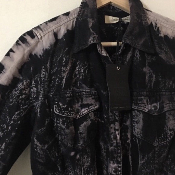 KSK Denim Tie Dye Snap Button Tie Front Sh… - Picture 2 of 7